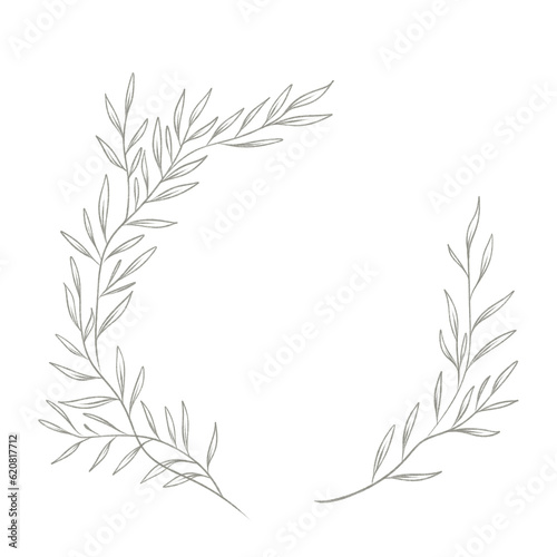 Floral frame with hand drawn. Stock illustration.
