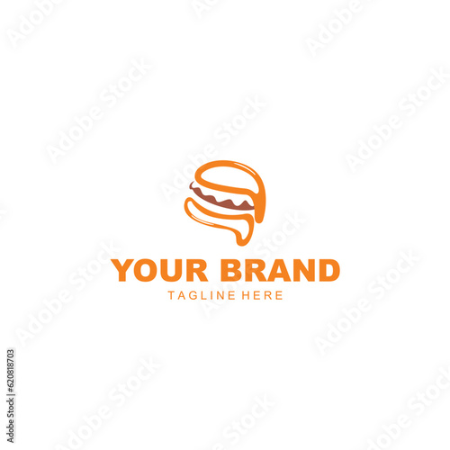 melted burger logo with outline