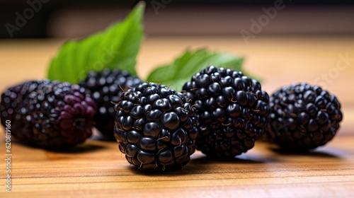blackberries on a wooden table