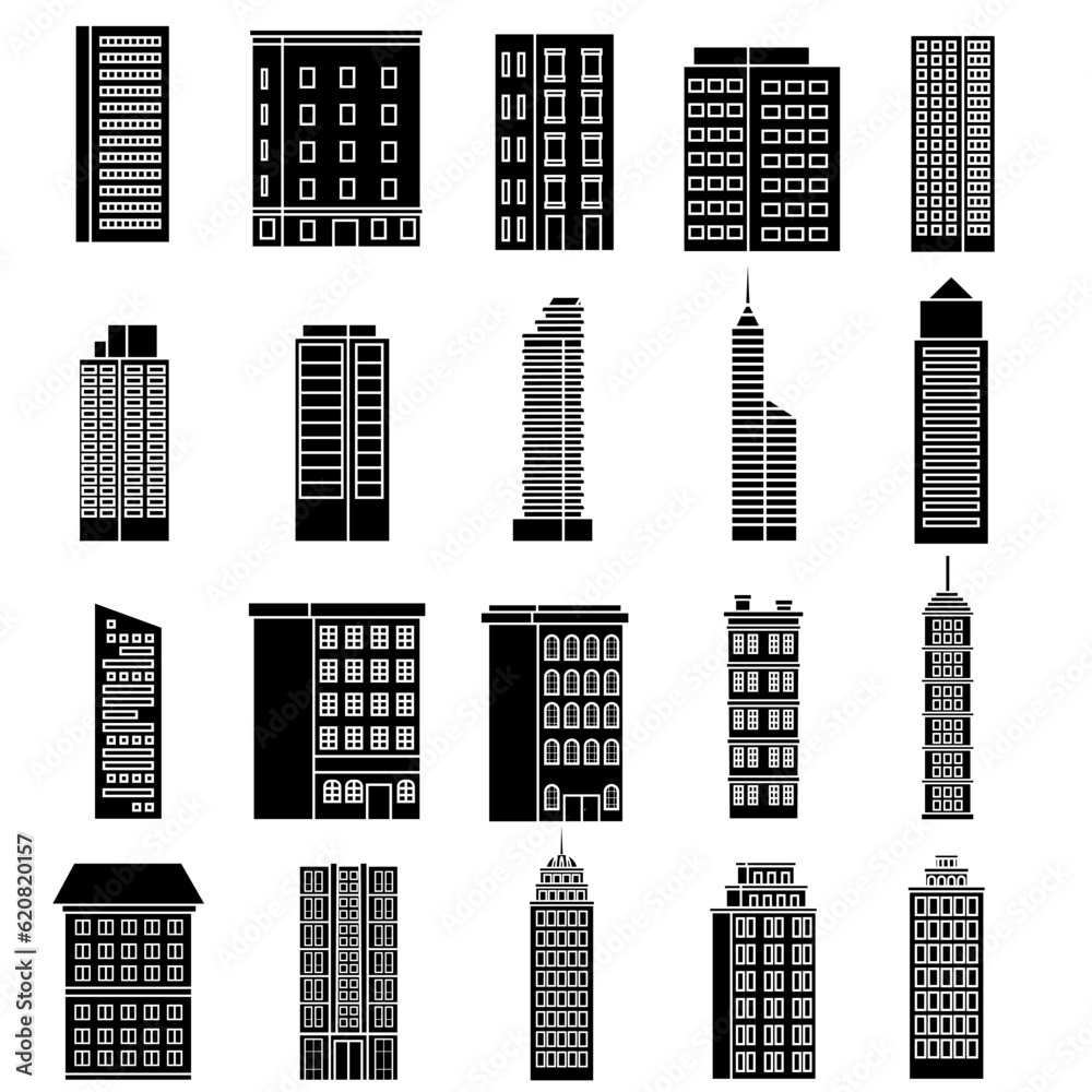 Skyscraper icon vector. Building illustration sign. high-rise building symbol. architecture logo.