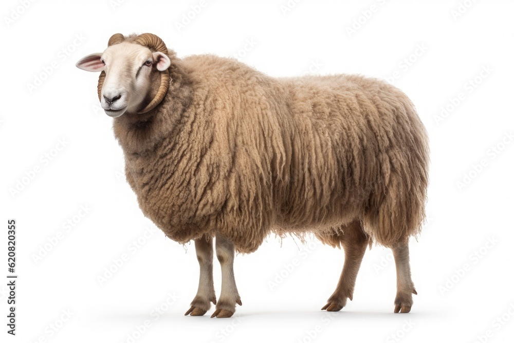 A Sheep, North country cheviot sheep breed isolated on white background. Generative AI A Sheep, North country cheviot sheep breed isolated on white background. Generative AI