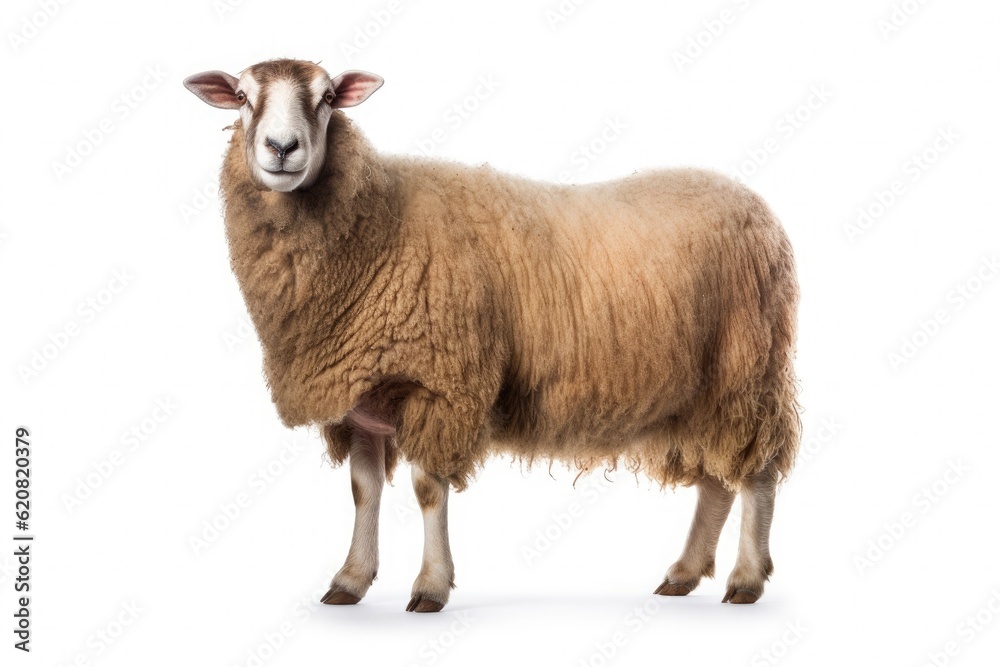 A Sheep, North country cheviot sheep breed isolated on white background. Generative AI A Sheep, North country cheviot sheep breed isolated on white background. Generative AI