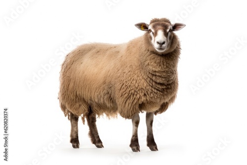 A Sheep, North country cheviot sheep breed isolated on white background. Generative AI