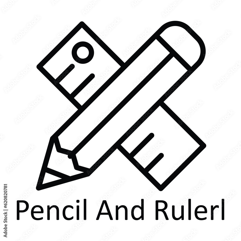 Pencil And Ruler Vector outline Icon Design illustration. Education Symbol on White background EPS 10 File Pencil And Ruler Vector outline Icon Design illustration. Education Symbol on White background EPS 10 File