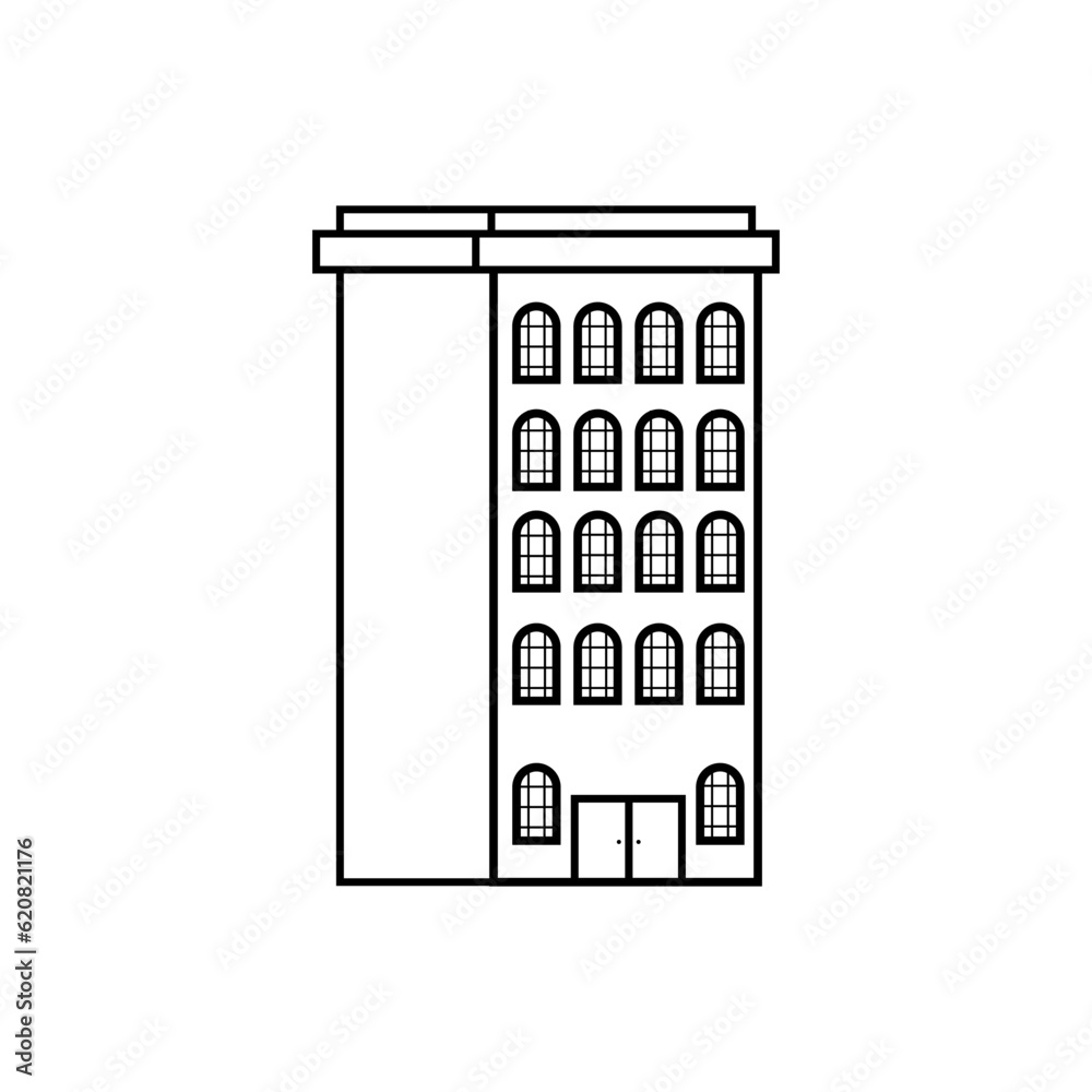 Skyscraper icon vector. Building illustration sign. high-rise building symbol. architecture logo.