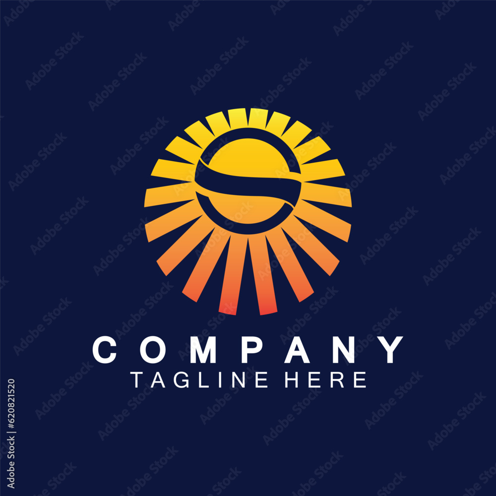 Letter S icon with Sun rays for Sun logo vector design template Letter S icon with Sun rays for Sun logo vector design template