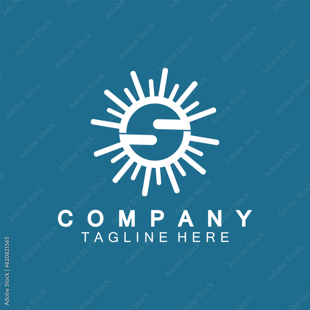 Letter S icon with Sun rays for Sun logo vector design template Letter S icon with Sun rays for Sun logo vector design template