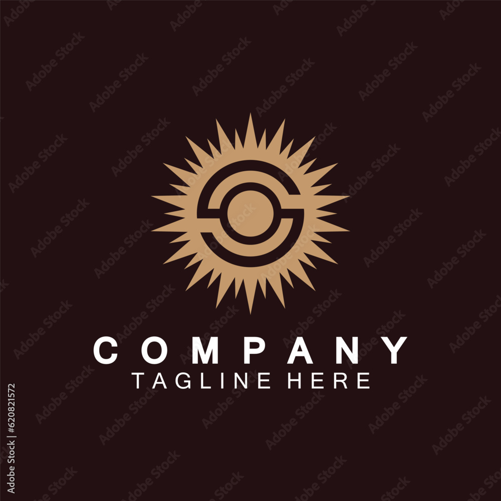 Letter S icon with Sun rays for Sun logo vector design template Letter S icon with Sun rays for Sun logo vector design template