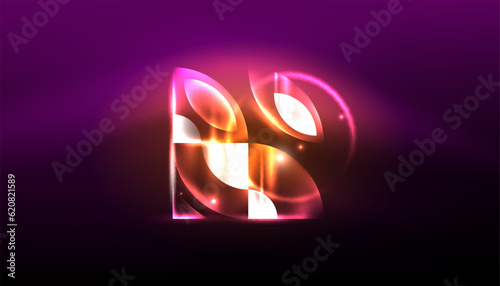Abstract background vector neon glowing geometric elements. Hi-tech design for wallpaper, banner, background, landing page, wall art, invitation, prints, posters