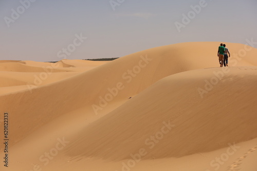 Fototapeta Naklejka Na Ścianę i Meble -  Sand dunes at the Sahara African deserts, Algeria.