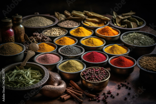 variety of spices in the oriental market. Generative AI