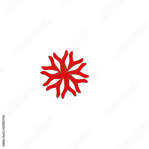 red snowflake isolated on white background