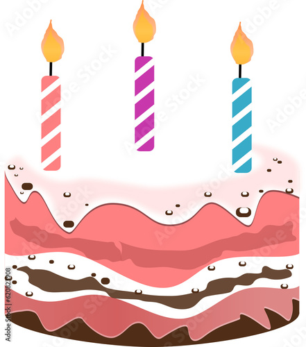 Cute cake for birthday pink colorful, png, element, icon