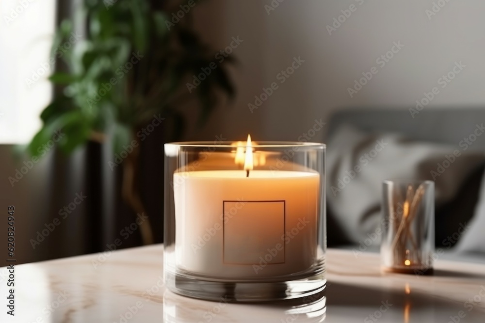 Candle jar burning. Generate Ai Candle jar burning. Generate Ai