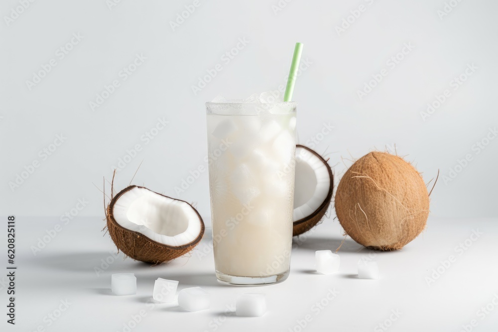 Coconut iced drink glass. Generate Ai