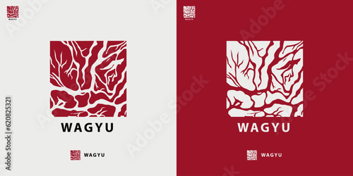 Steak house or meat shop logo design. Fresh meat texture. Logo template - shop, market, restaurant or graphic design. Vector Illustration.