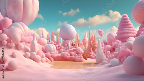 Candy kingdom castle creative concept of beautiful digital artwork of a candy kingdom castle, Generative AI