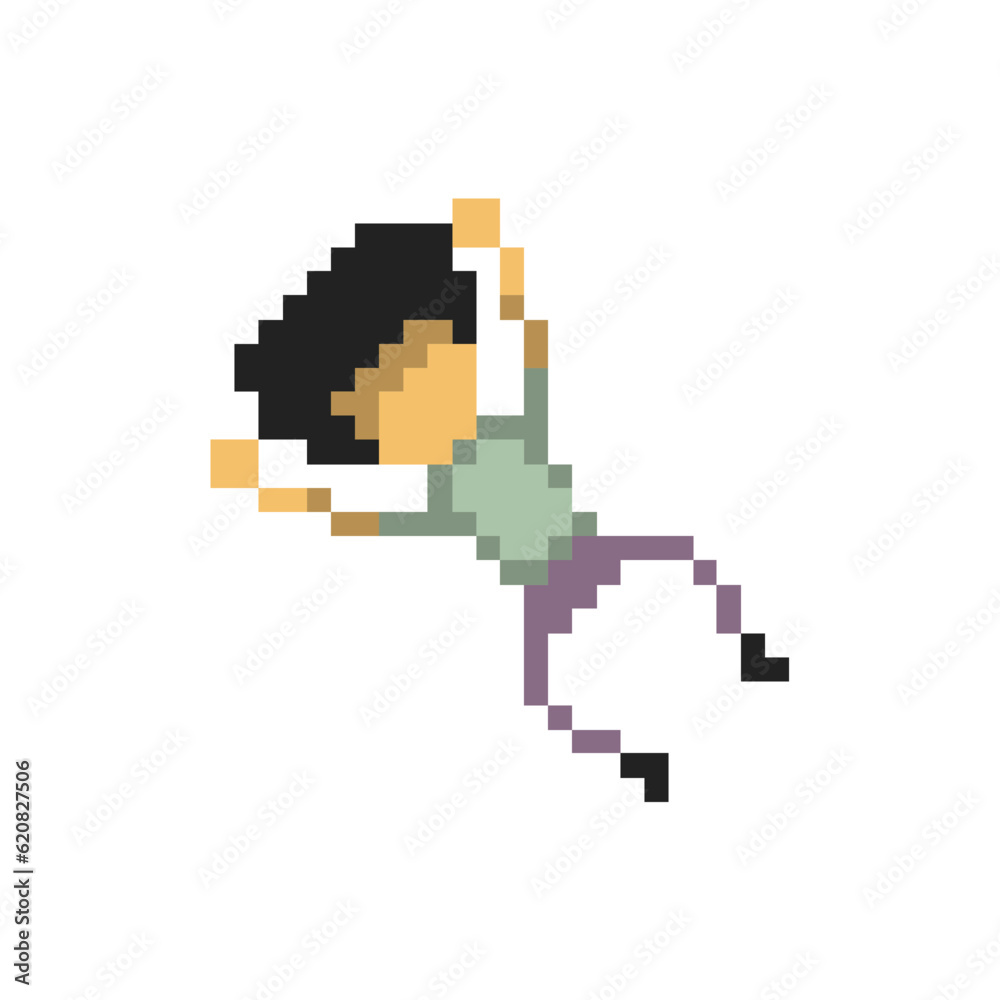 Obraz premium this is flat character icon in pixel art with simple color with white background this item good for presentations,stickers, icons, t shirt design,game asset,logo and your project.