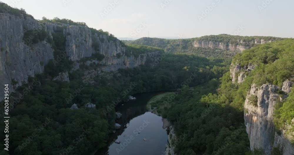 Aerial view of the Gorges of the Chassezac in Ardèche, France Aerial view of the Gorges of the Chassezac in Ardèche, France