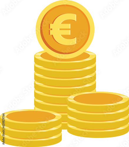 Isolated empty golden Euro coin stack