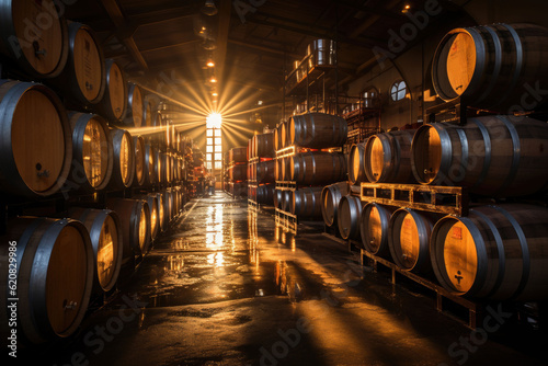  Wineries filled with oak barrels Rule of Thirds wide angle lens 