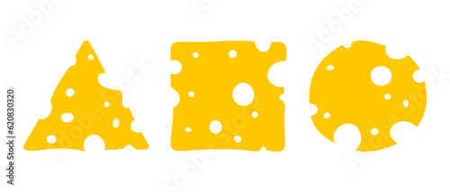 Pieces of cheese. Vector illustration isolated on white background.