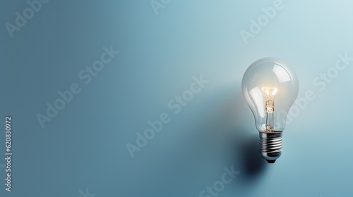 Idea light bulb on a blue background with space for text