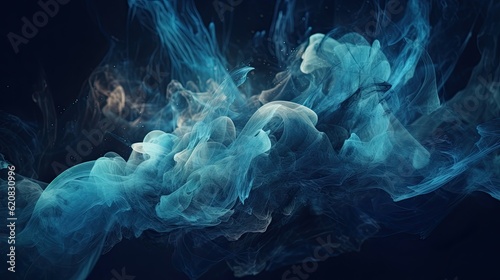 Abstract background with a deep and mysterious blue smoke with dark background