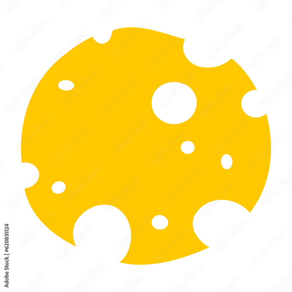 Round piece of cheese. Vector illustration isolated on white background. Round piece of cheese. Vector illustration isolated on white background.
