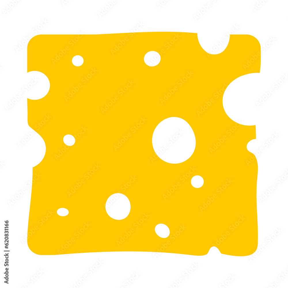 Square piece of cheese. Vector illustration isolated on white background. Square piece of cheese. Vector illustration isolated on white background.