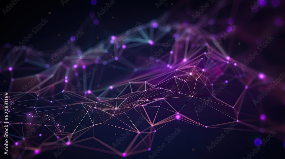 network of interconnected nodes with geometric shapes with blue and purple colors network of interconnected nodes with geometric shapes with blue and purple colors
