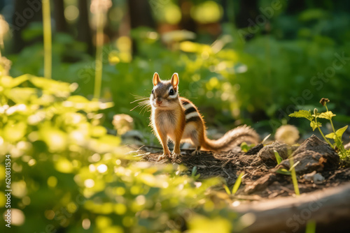 Chipmunks in nature, national geography, Wide life animals. AI Generated.
