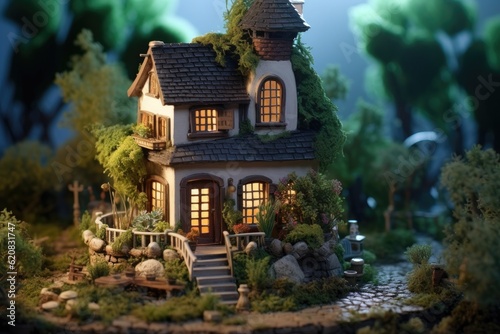 Miniature house in the night Generative Ai © Rahit