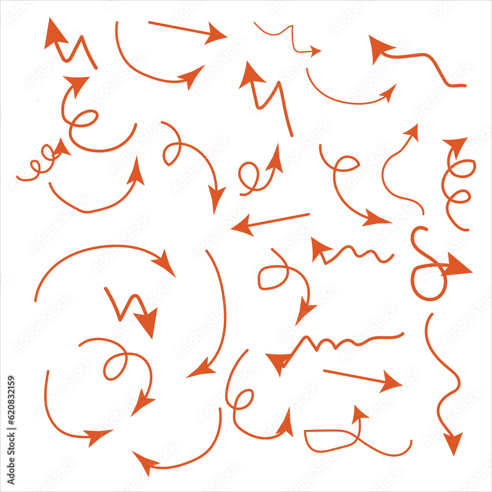 Doodle arrow set, collection of hand drawn elements Doodle arrow set, collection of hand drawn elements