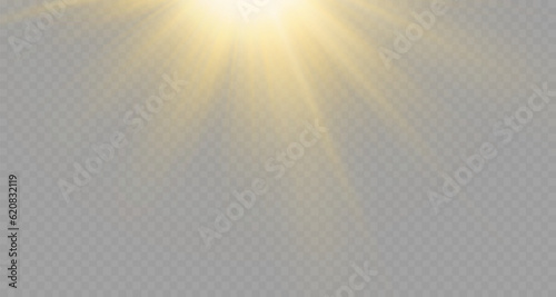 Light effects, glare, glitter, explosion, golden light, Vector illustration. shining golden stars.