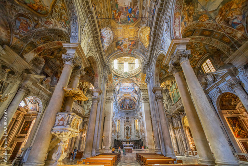 GENOA, ITALY, APRIL 28, 2023 - Inner of the church of San Siro in the historical center of Genoa, Italy