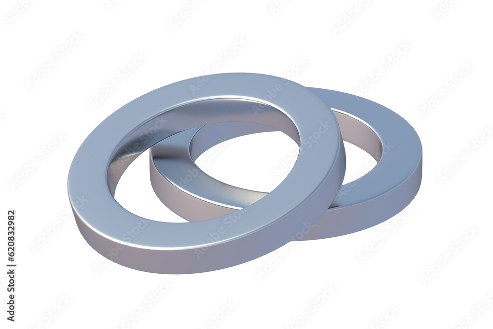 Two neodymium magnet isolated on white background. 3d render Two neodymium magnet isolated on white background. 3d render