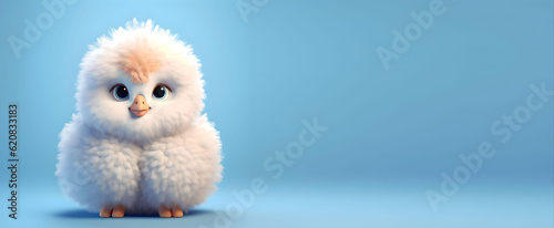 Cute fluffy woolly baby owl made from material and fabric beads. Generative AI © mizan