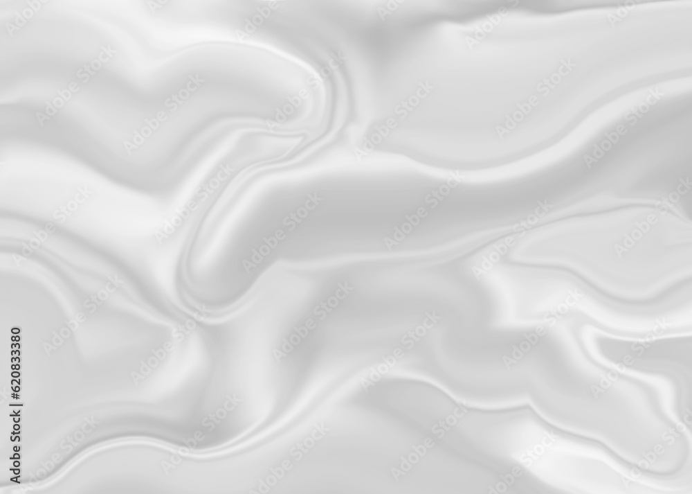 White Silk Fabric Background. Shiny Delicate Folded Satin. Abstract Layout with White and Gray Blurry Wavy Lines. Abstract Illustration With a Rippled Surface That Looks Like a Fine Shimmering Silk.