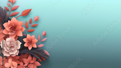 Flowers on a cream-colored background, Place for your text, copy space, empty space, Generative AI