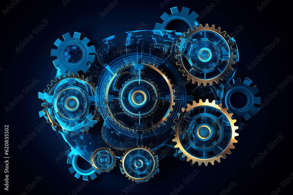 Gears background. Created with generative Ai technology.