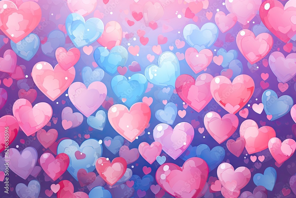 Valentine wallpaper with many hearts. Colorful Heart wallpapers.
