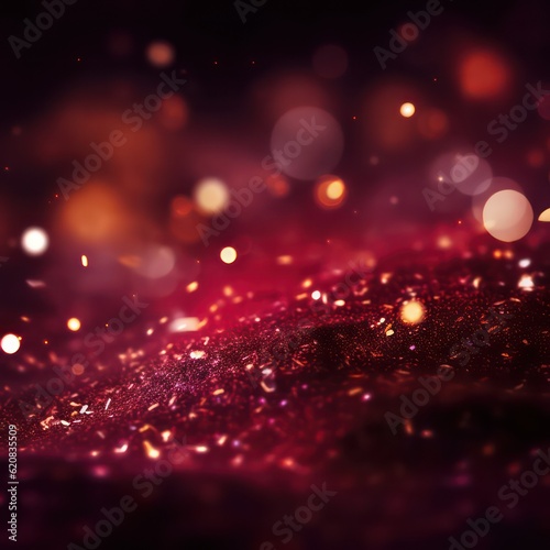 Vibrant dark maroon color background with sparkles bright far away