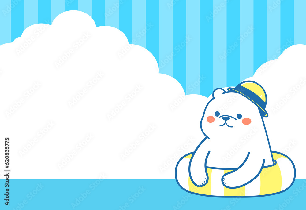 Fototapeta premium 夏のしろくま イラストカード