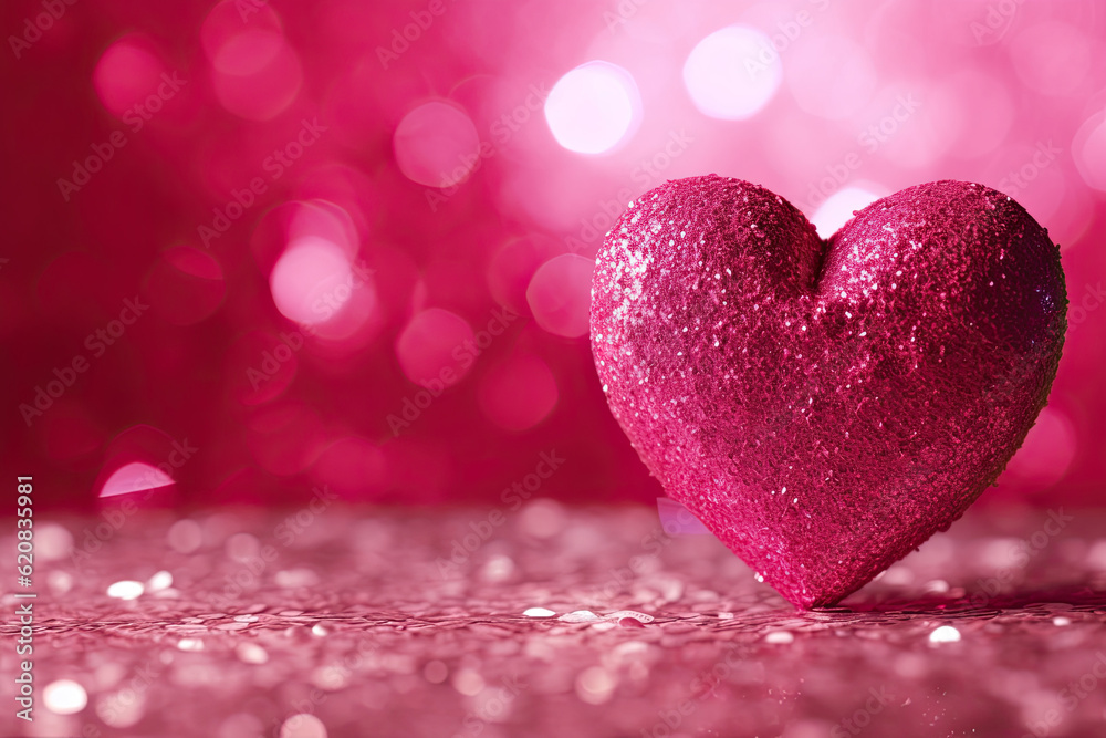 Valentine's day concept with pink heart on pink background with bokeh. Valentine's day background Valentine's day concept with pink heart on pink background with bokeh. Valentine's day background