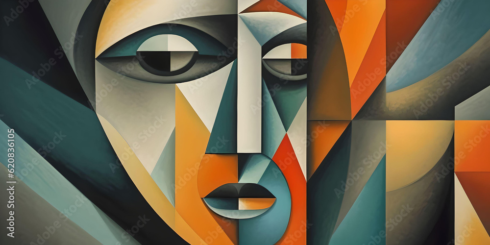 Abstract human face painting, digital artwork, Generative AI - obrazy, fototapety, plakaty 