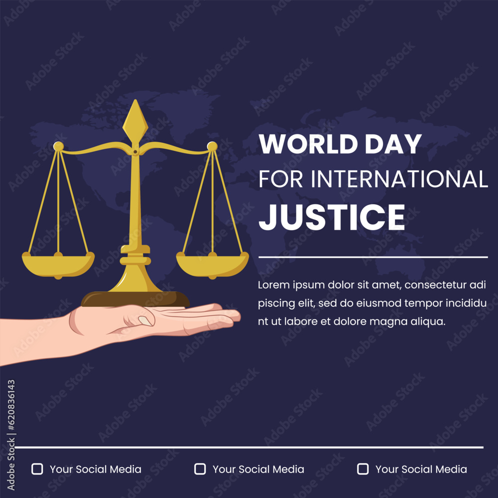Vector Graphic of World Day for International Justice. flyer, banner Vector Graphic of World Day for International Justice. flyer, banner