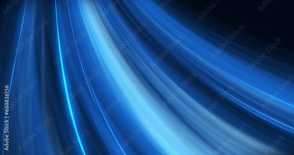 Abstract background with cold air flow from light effect with blue rays. Blue wind blows waves of fresh air, blowing effect.