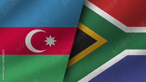 South Africa and Austria Realistic Two Flags Together, 3D Illustration