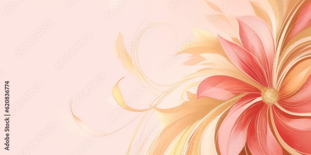 beautiful abstract gold and pink transparent floral design background banner copy space, minimalism